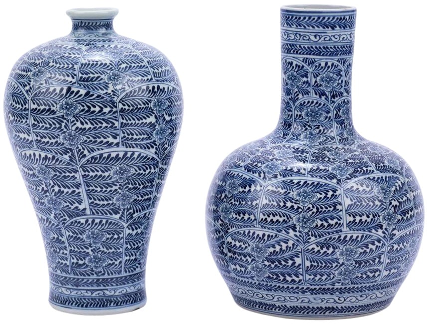 Handmade Chinese Style Blue Blossom Porcelain Vase 15H: Handmade Chinese Style Blue Blossom Porcelain Vase 15H This exquisite handmade vase showcases a stunning blue and white blossom design, embodying a classic Chinese style. Crafted from ceramic porcelai