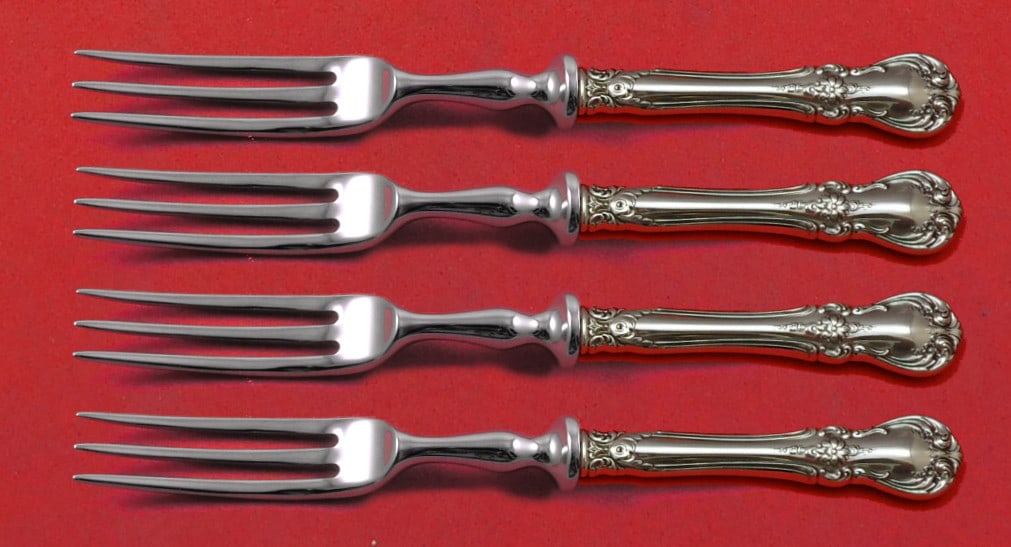 Towle Old Master Sterling Silver 4-Piece Fruit Fork Set 6": Towle Old Master Sterling Silver 4-Piece Fruit Fork Set 6" This exquisite 4-piece fruit fork set is crafted from high-quality sterling silver with a hollow handle, featuring durable stainless steel im