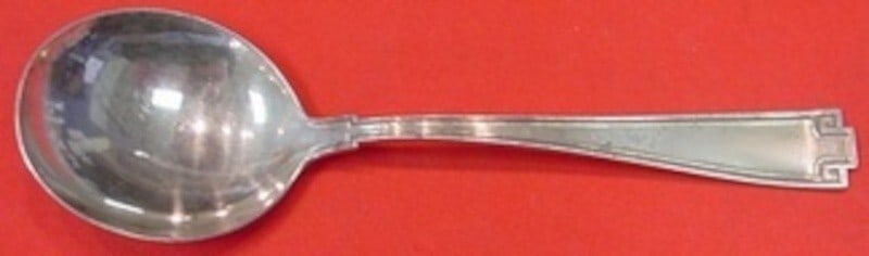 Gorham Etruscan Sterling Silver Gumbo Soup Spoon 6 5/8": Gorham Etruscan Sterling Silver Gumbo Soup Spoon 6 5/8" Elevate your dining experience with this exquisite Etruscan gumbo soup spoon by Gorham. Crafted from high-quality sterling silver, this spoon fe