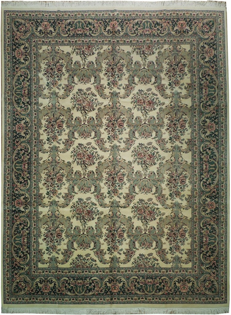 Ivory Hand-Knotted Area Rug 10.3 x 13.10 Feet Traditional Design: Ivory Hand-Knotted Area Rug 10.3 x 13.10 Feet Traditional Design Free continental US Shipping Experience the epitome of luxury with this high-quality area rug, measuring 10.3' x 13.10'. Crafted from p