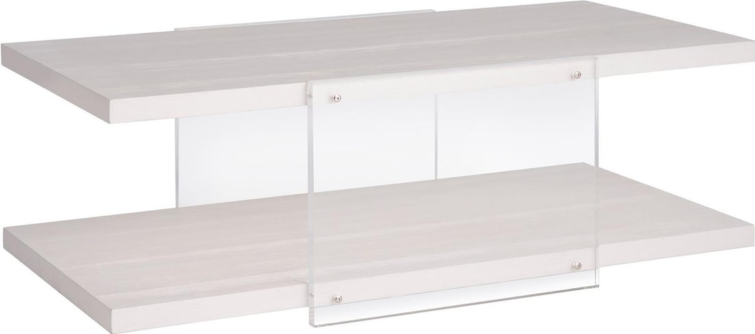 Universal Coastal White Sand Cocktail Table 54 x 28 Acrylic: Universal Coastal White Sand Cocktail Table 54 x 28 Acrylic This Coastal White Sand Cocktail Table is a stylish addition to any living space, featuring a contemporary design with a sleek white sand fi