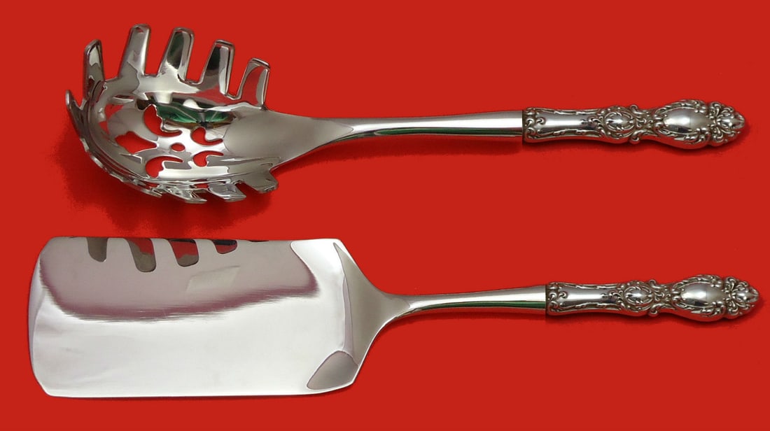 Wallace Lucerne Sterling Silver Italian Pasta Server Set 2PC Custom Made: Wallace Lucerne Sterling Silver Italian Pasta Server Set 2PC Custom Made Discover the exquisite Lucerne by Wallace Sterling Silver Italian Pasta Server Set, a beautifully crafted hostess set designed