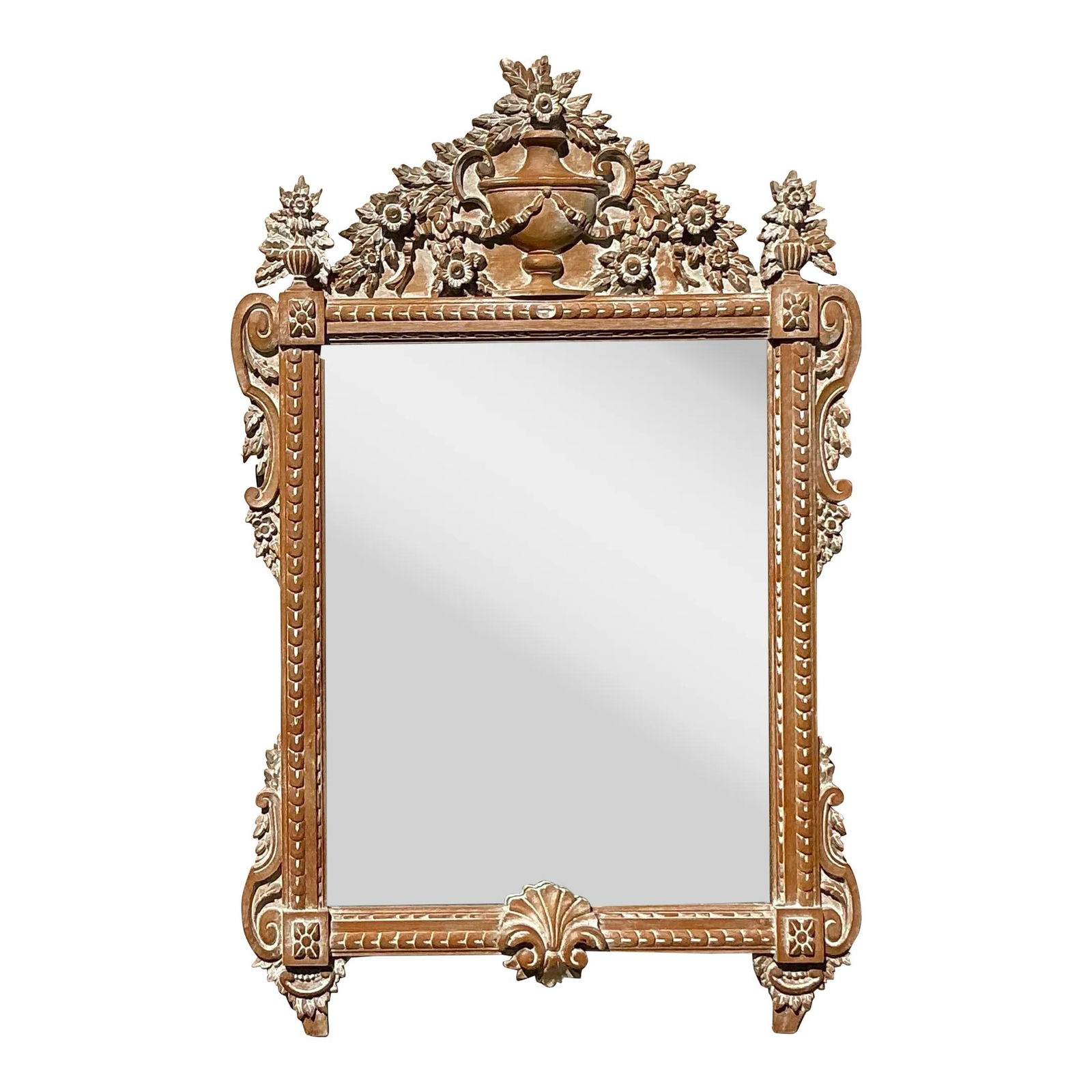 Vintage Boho Washed Pine Swag Mirror 29.25x45.5 Rustic Charm: Vintage Boho Washed Pine Swag Mirror 29.25x45.5 Rustic Charm Enhance your home decor with this exquisite Vintage Boho Washed Pine Swag Mirror. Crafted from high-quality pine, this mirror features a ch