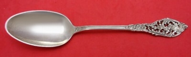 Dominick & Haff Trianon Pierced Sterling Silver Soup Spoon 7.25": Dominick & Haff Trianon Pierced Sterling Silver Soup Spoon 7.25" This exquisite Trianon Pierced place soup spoon by Dominick & Haff is crafted from high-quality sterling silver, showcasing the eleganc