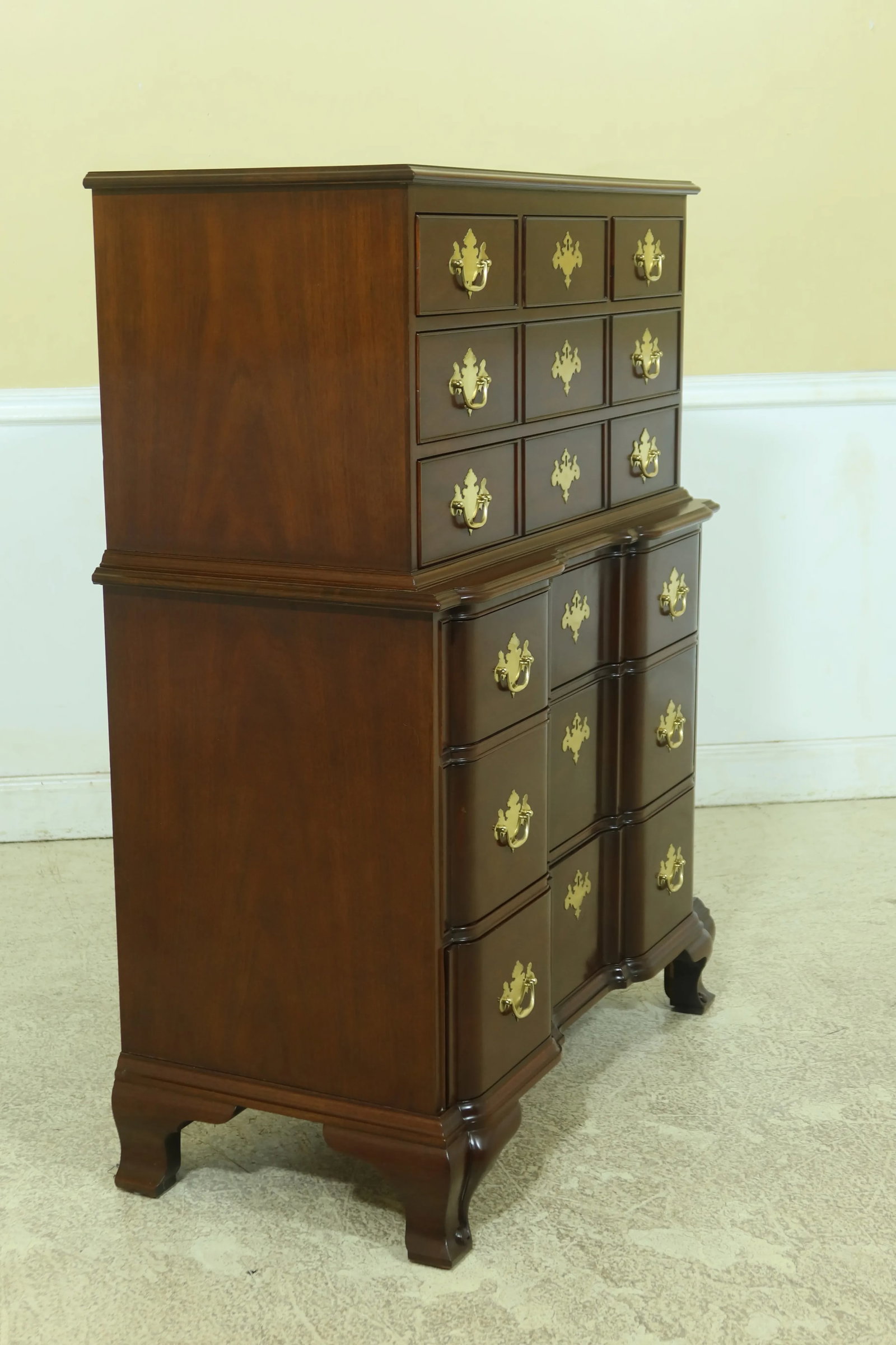 Kindel Oxford Mahogany Block Front High Chest Chippendale Style - 3