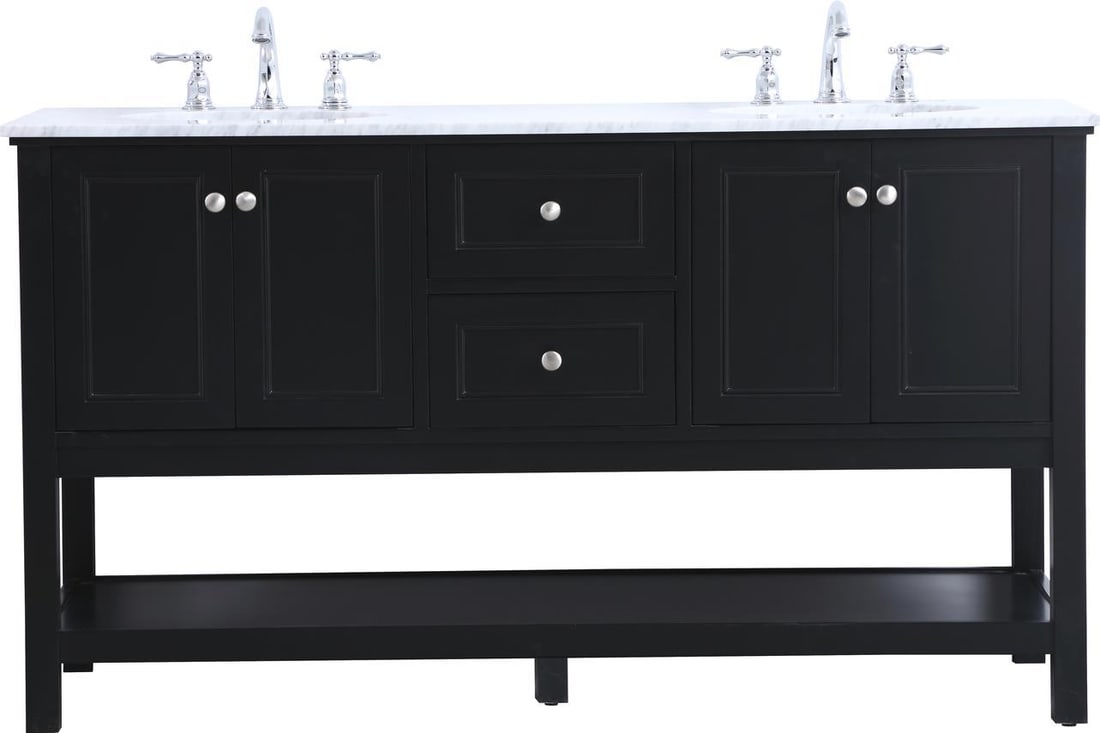 Elegant Lighting 60 Inch Black Double Sink Vanity Contemporary Style: Elegant Lighting 60 Inch Black Double Sink Vanity Contemporary Style Elevate your bathroom decor with this sleek black vanity featuring double sinks, designed in a contemporary style. Crafted from sol