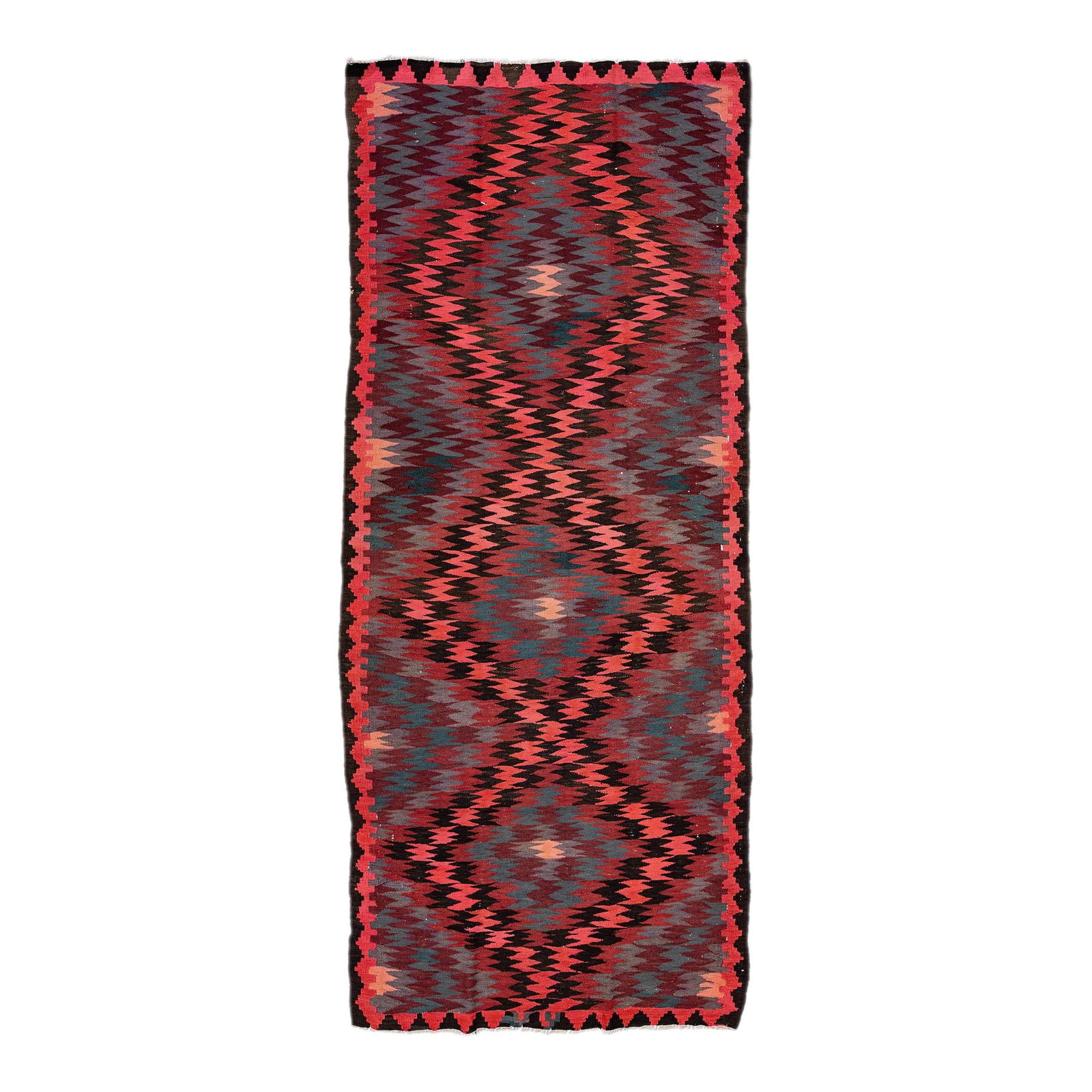 Vintage Turkish Kilim Peach Handmade Wool Tribal Rug 4'8 x 10'9: Vintage Turkish Kilim Peach Handmade Wool Tribal Rug 4'8 x 10'9 This stunning vintage Turkish Kilim rug showcases exquisite craftsmanship with its hand-knotted wool construction. Featuring a captivati