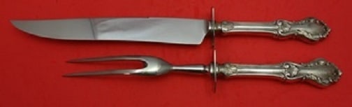 Frank Whiting Georgian Shell Sterling Silver Carving Set 2-Piece: Frank Whiting Georgian Shell Sterling Silver Carving Set 2-Piece This exquisite 2-piece roast carving set features the elegant Georgian Shell pattern by Frank Whiting, crafted in high-quality sterling