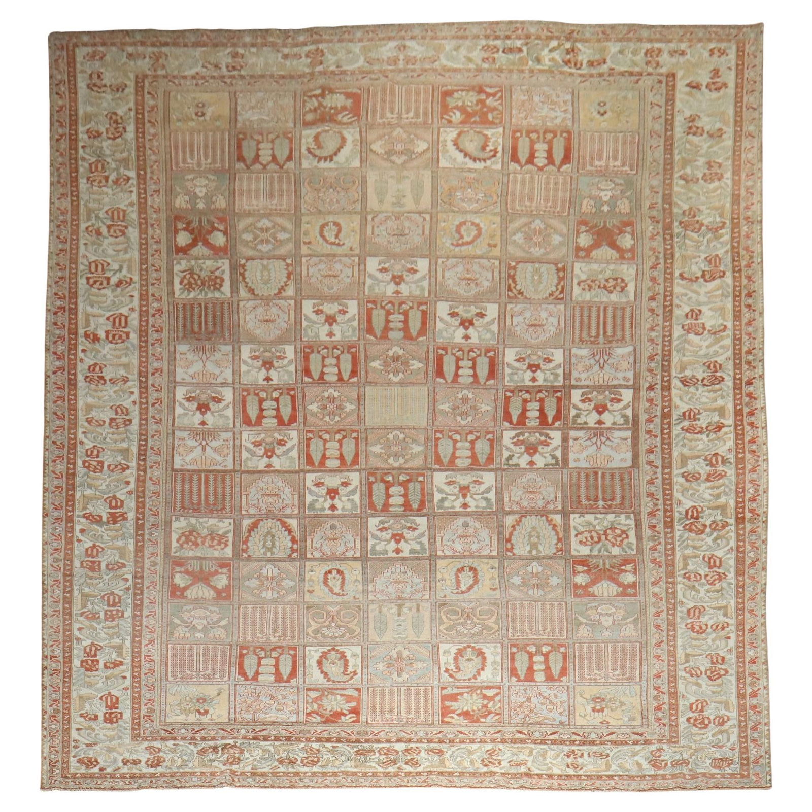 Zabihi Collection Large Antique Persian Bakhtiari Garden Rug 12'2 x 17'4: Zabihi Collection Large Antique Persian Bakhtiari Garden Rug 12'2 x 17'4 Experience the beauty of this Oversize Antique Garden Design Persian Bakhtiari Rug, a stunning example of traditional craftsman