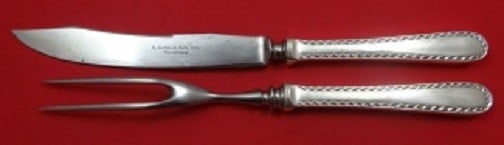 Kirk Winslow Sterling Silver Carving Set 2pc Knife Fork: Kirk Winslow Sterling Silver Carving Set 2pc Knife Fork Enhance your dining experience with the Winslow by Kirk Sterling Silver Steak Carving Set. This exquisite two-piece set features a 10 1/2" steak