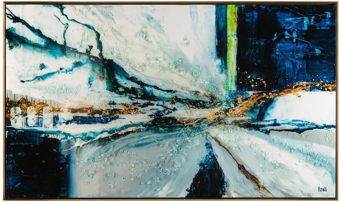 Mary Hong Beyond Artwork by John-Richard Gold Frame 42x72: Mary Hong Beyond Artwork by John-Richard Gold Frame 42x72 Introducing an exquisite artwork by Mary Hong, titled "Beyond," beautifully framed in gold. This stunning piece is perfect for adding a touch