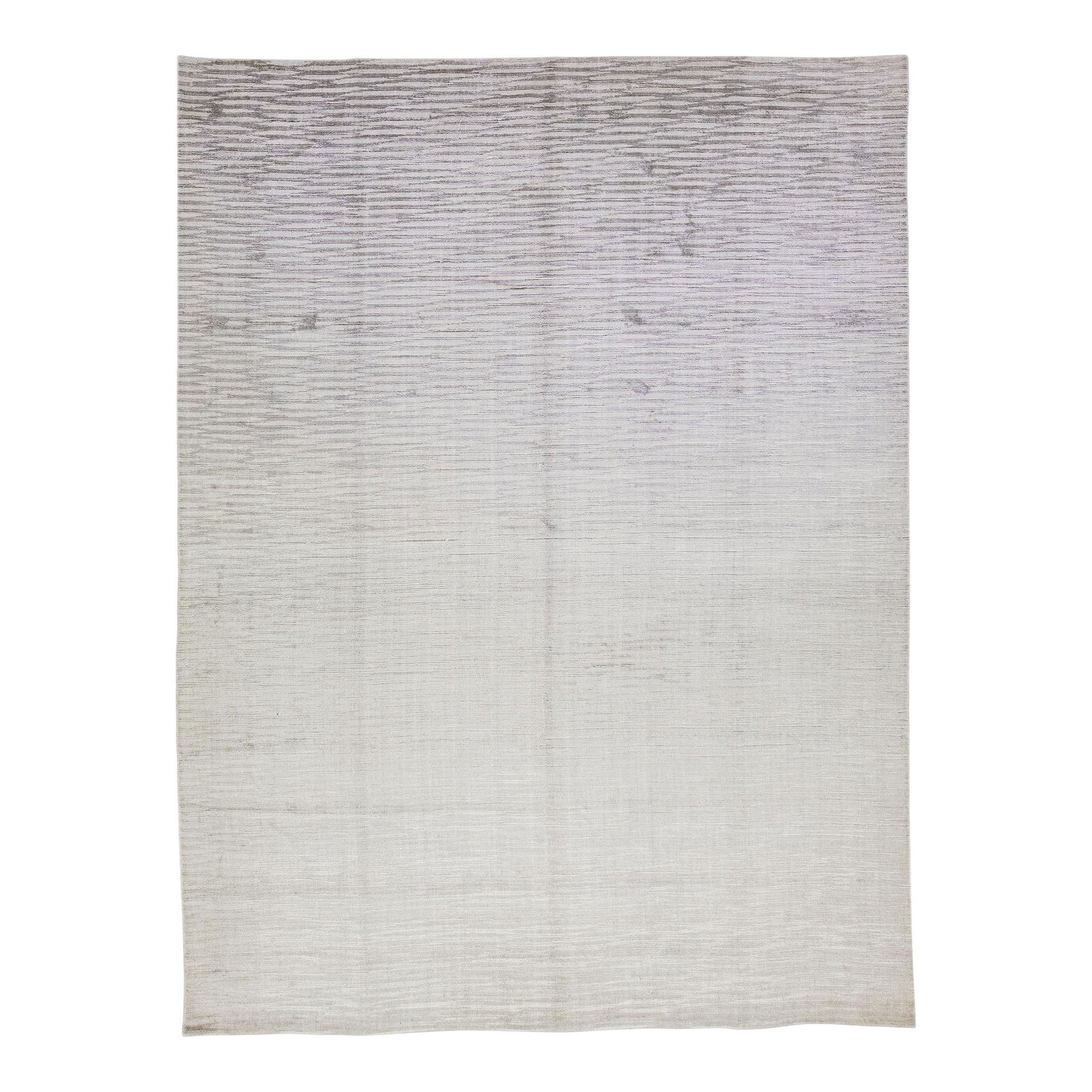 Handmade Contemporary Wool Silk Rug with Silver Stripe 8'11 x 11'9: Handmade Contemporary Wool Silk Rug with Silver Stripe 8'11 x 11'9 This contemporary handmade rug is a stunning blend of wool and silk, meticulously crafted to enhance any space. Featuring a beautiful