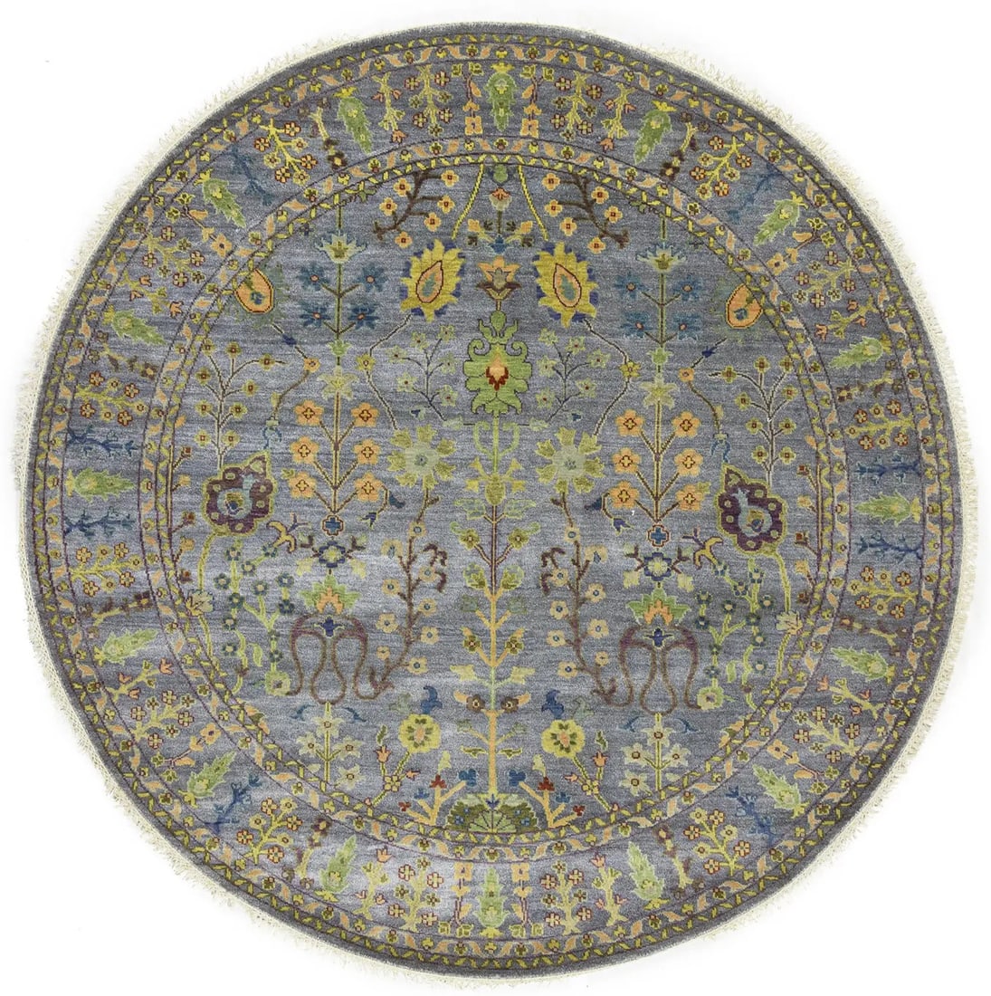 Handmade Floral Round Wool Oriental Rug 7'9 x 7'10 Eco-Friendly Decor: Handmade Floral Round Wool Oriental Rug 7'9 x 7'10 Eco-Friendly Decor Enhance your living space with this exquisite Hand-Knotted Round Oriental Rug, featuring a floral pattern that beautifully complem
