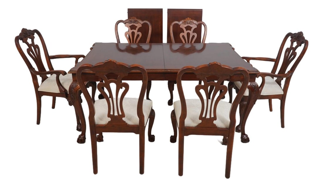 Century Cherry Dining Table with 6 Chairs and 2 Leaves (1 of 10)