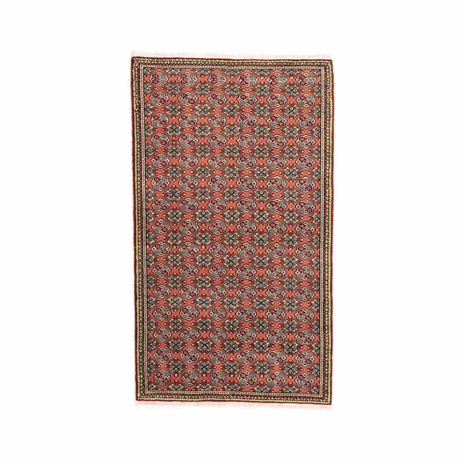 Authentic Handmade Kayseri Wool on Cotton Carpet 40.2 x 68.1: Authentic Handmade Kayseri Wool on Cotton Carpet 40.2 x 68.1 Experience the exquisite craftsmanship of this Authentic Handmade Kayseri Carpet, meticulously crafted from high-quality wool on cotton. Th