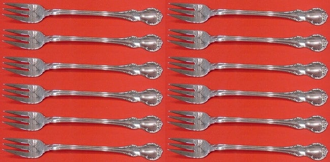 Towle French Provincial Sterling Silver Cocktail Fork Set 12 Pieces: Towle French Provincial Sterling Silver Cocktail Fork Set 12 Pieces Elevate your dining experience with this exquisite 12-piece set of French Provincial cocktail forks by Towle. Crafted from high-qual