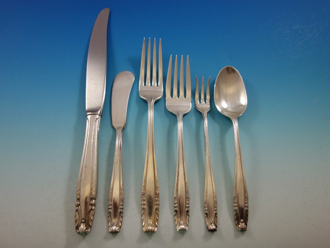 Wallace Stradivari Sterling Silver Flatware Set for 12 90 Pieces with Storage Chest: Wallace Stradivari Sterling Silver Flatware Set for 12 90 Pieces with Storage Chest Elevate your dining experience with the exquisite Stradivari Sterling Silver Flatware Set, designed for 12 service a