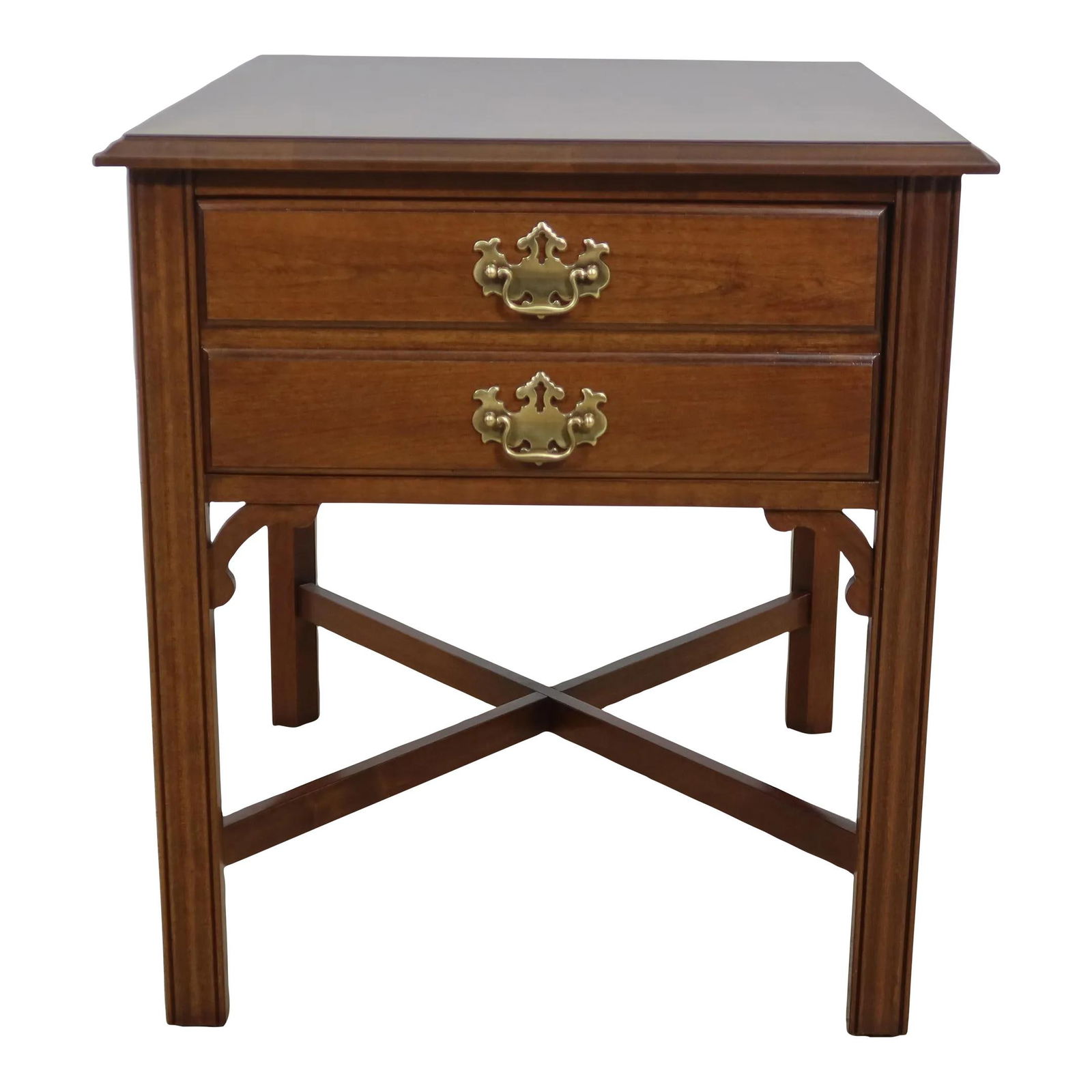 Chippendale Style Cherry End Table with Brass Hardware and Drawer (1 of 8)