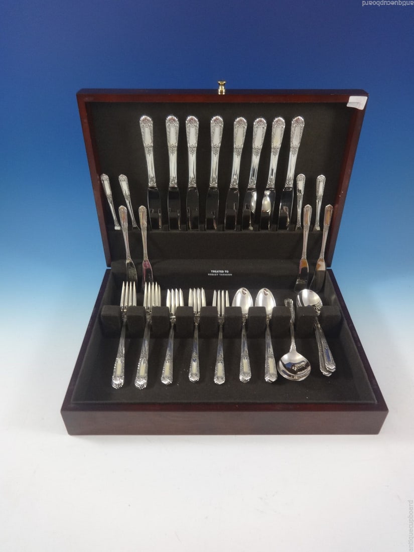 State House Inaugural Sterling Silver Flatware Set for 8 - 48 Pieces: State House Inaugural Sterling Silver Flatware Set for 8 - 48 Pieces Elevate your dining experience with this exquisite Inaugural by State House Sterling Silver Flatware Set designed for 8, comprising
