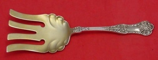 Dominick & Haff New King Sterling Silver Gold Washed Asparagus Fork 9 1/4": Dominick & Haff New King Sterling Silver Gold Washed Asparagus Fork 9 1/4" This exquisite asparagus fork features the elegant New King pattern by Dominick & Haff. Crafted from high-quality sterling si