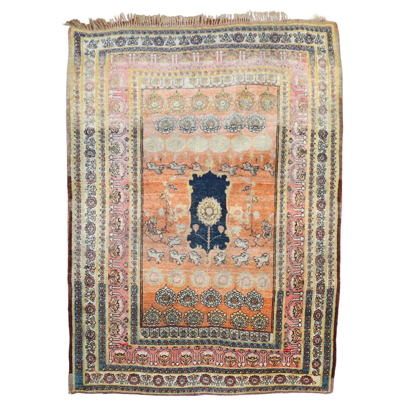 Hadji Jalili 19th Century Tabriz Puppy Pictorial Collector Rug: Hadji Jalili 19th Century Tabriz Puppy Pictorial Collector Rug Discover a stunning 19th-century pictorial Tabriz rug crafted by the renowned Hadji Jalili workshop. This exquisite piece features charmi
