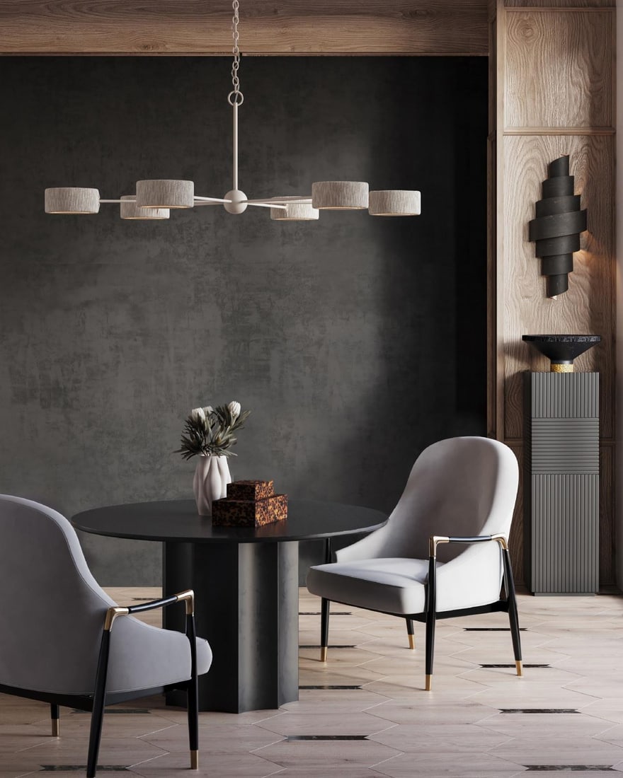 Currey Monreale Contemporary LED Chandelier 18H 54W 54D Clear Silver Finish: Currey Monreale Contemporary LED Chandelier 18H 54W 54D Clear Silver Finish Illuminate your space with this stunning Sustainable Chandelier Design by Clarence Mallari. This contemporary chandelier boa