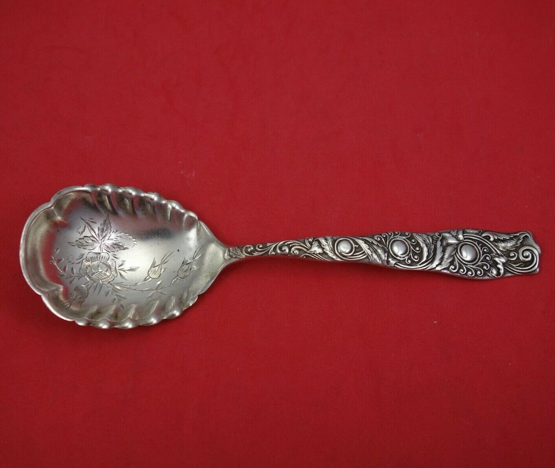 Knowles Trianon Sterling Silver 7 Inch Preserve Spoon Antique: Knowles Trianon Sterling Silver 7 Inch Preserve Spoon Antique This exquisite Trianon Preserve Spoon, crafted by Knowles, showcases the elegant Bright-Cut pattern and is made of high-quality sterling s