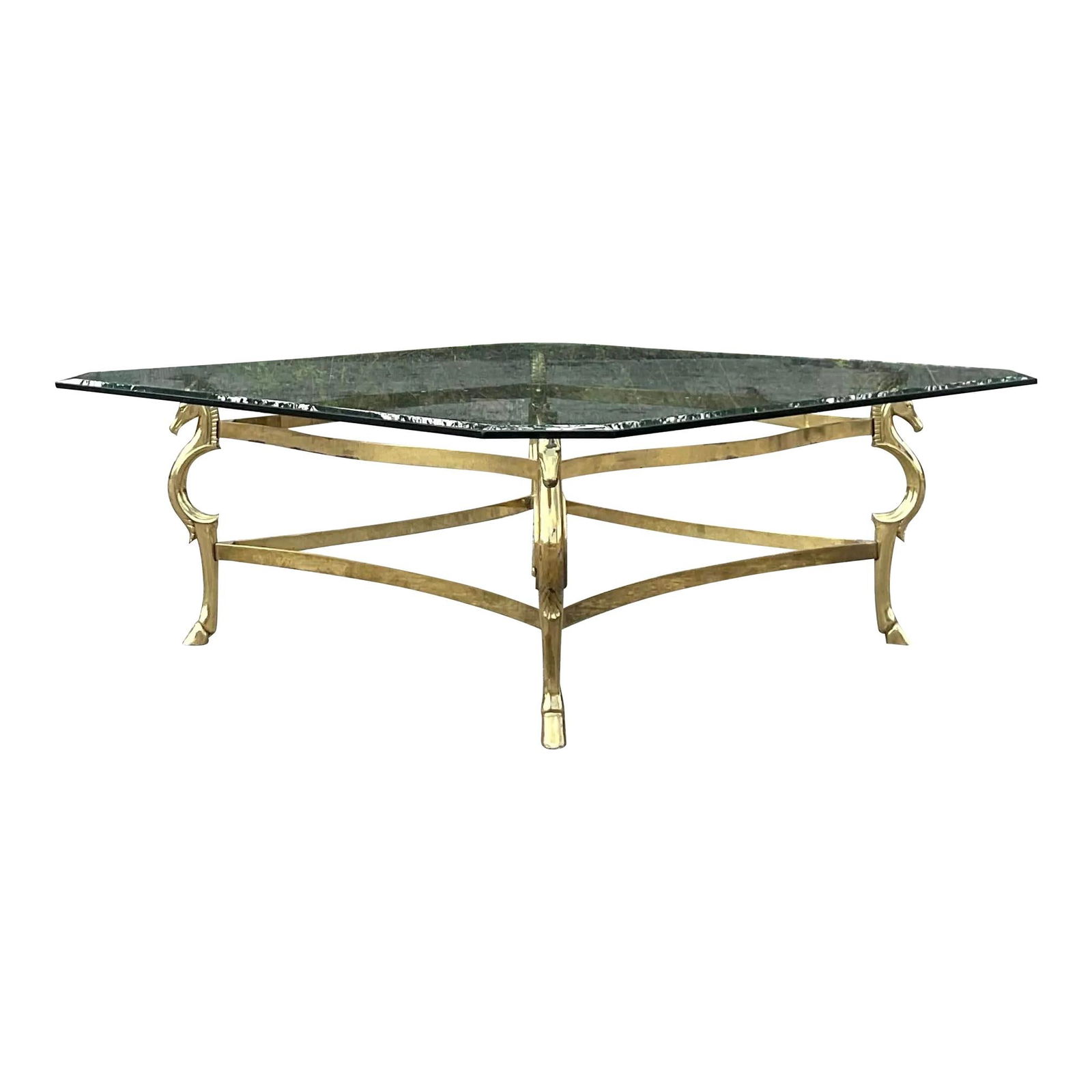 Vintage Regency Brass Horse Head Coffee Table in Maison Jensen Style (1 of 10)