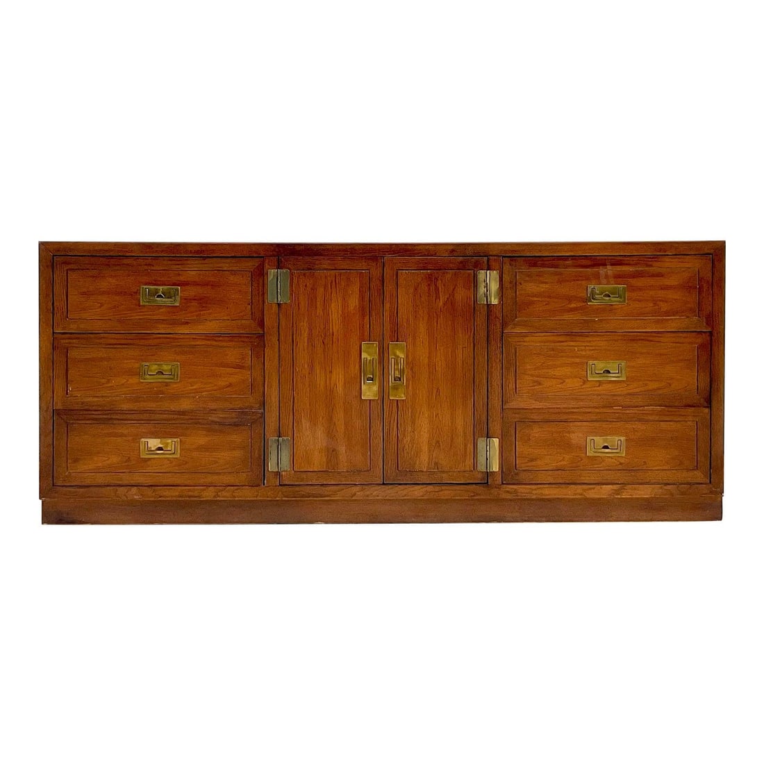 Vintage Boho Dixie Act II Campaign Credenza Chestnut Wood Brass: Vintage Boho Dixie Act II Campaign Credenza Chestnut Wood Brass This stunning vintage Boho Campaign credenza is a standout piece from the iconic Dixie group, part of their "Act II" collection. Crafted