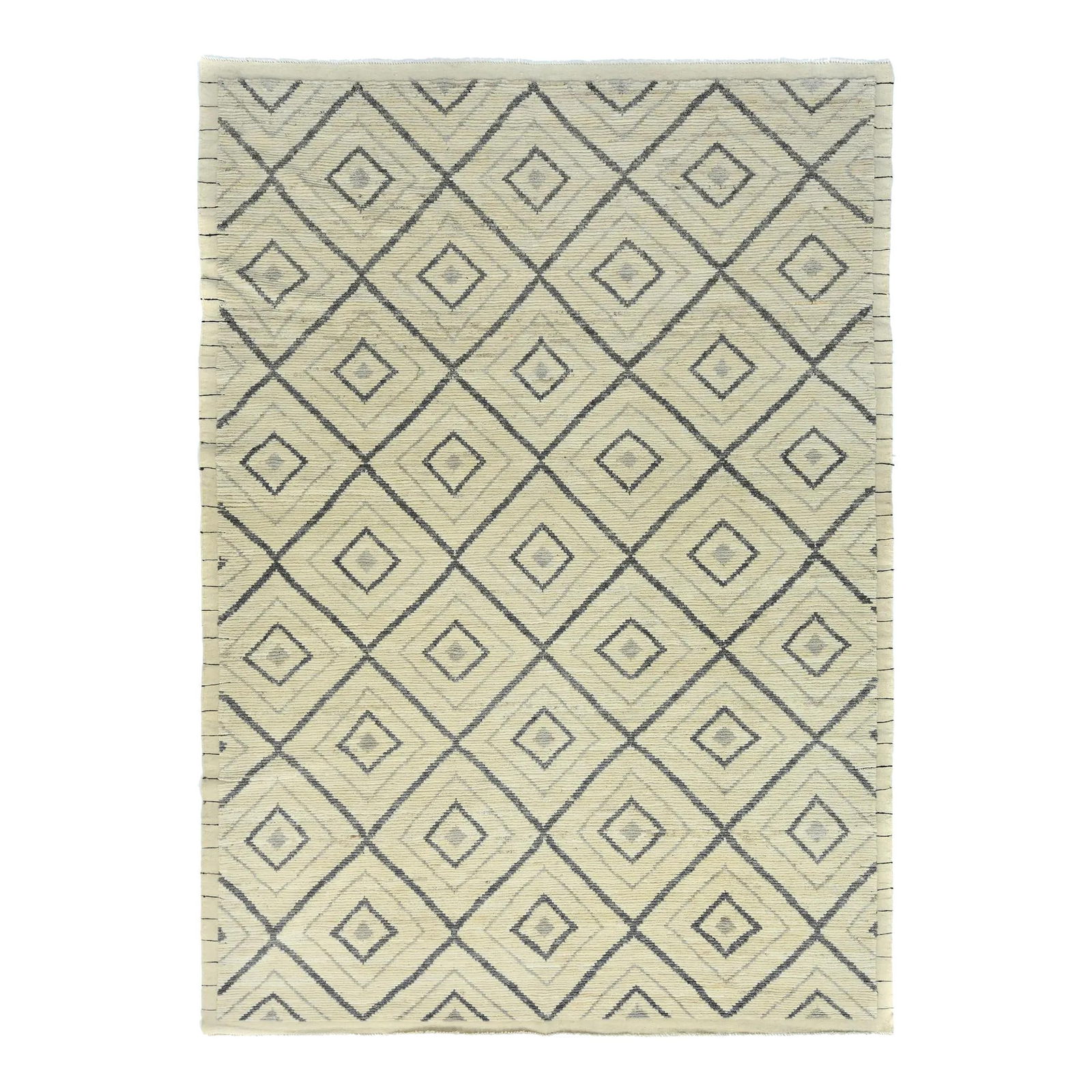 Contemporary Moroccan Wool Rug Geometric Design Beige Blue 8'2 x 12'3: Contemporary Moroccan Wool Rug Geometric Design Beige Blue 8'2 x 12'3 Elevate your living space with this exquisite contemporary Moroccan handcrafted wool rug. Showcasing a striking geometric design i