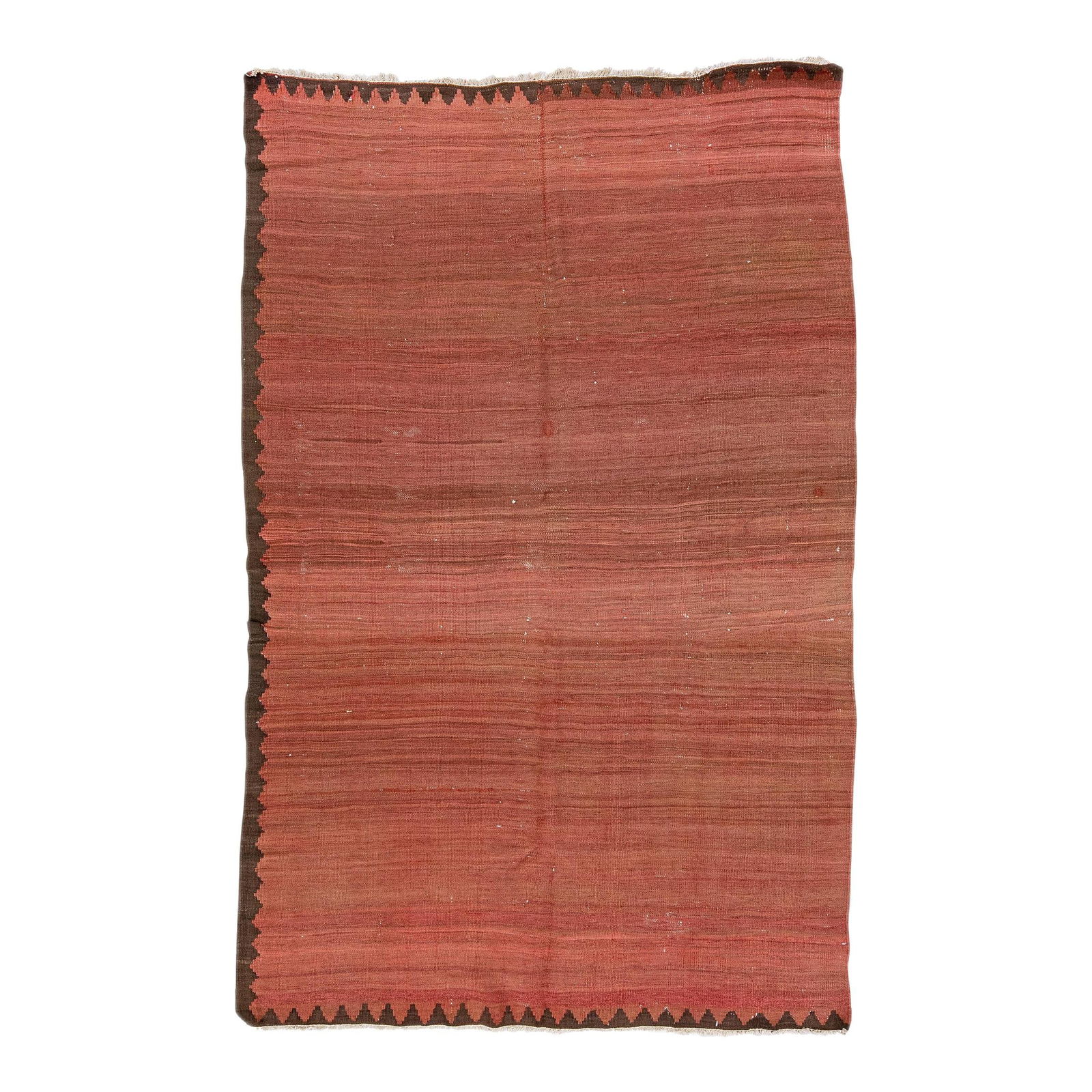 Vintage Turkish Kilim Rust Handmade Wool Rug 4'11 x 7'8 Burnt Orange: Vintage Turkish Kilim Rust Handmade Wool Rug 4'11 x 7'8 Burnt Orange Discover this stunning vintage Turkish Kilim rug, expertly hand-knotted from solid wool. Featuring a rich rust field with brown acc