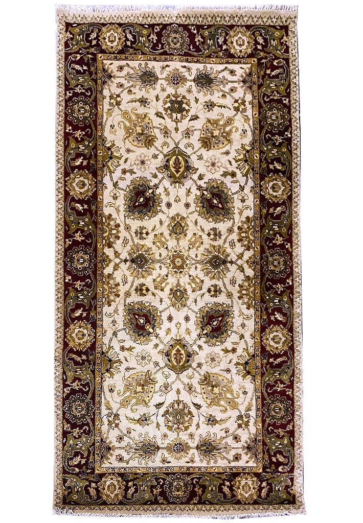 Handmade 4' x 8' Ivory Jaipour Rug from India: Handmade 4' x 8' Ivory Jaipour Rug from India Free continental US Shipping Introducing the 4' x 8' Ivory Jaipour Rug, a stunning piece that embodies elegance and sophistication. Handwoven by skilled a