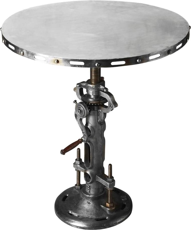 Butler Fenwick Hall Industrial Pub Table Adjustable Height Round Brass Iron: Butler Fenwick Hall Industrial Pub Table Adjustable Height Round Brass Iron Introducing the Vintage Style Iron Pub Table with Adjustable Height, a perfect blend of industrial charm and modern function