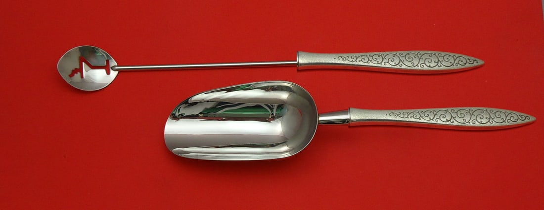 Wallace Spanish Lace Sterling Silver Bar Set 2pc Custom Hostess: Wallace Spanish Lace Sterling Silver Bar Set 2pc Custom Hostess This exquisite Spanish Lace Hostess Set by Wallace features a beautiful design crafted from sterling silver. The set is custom made and