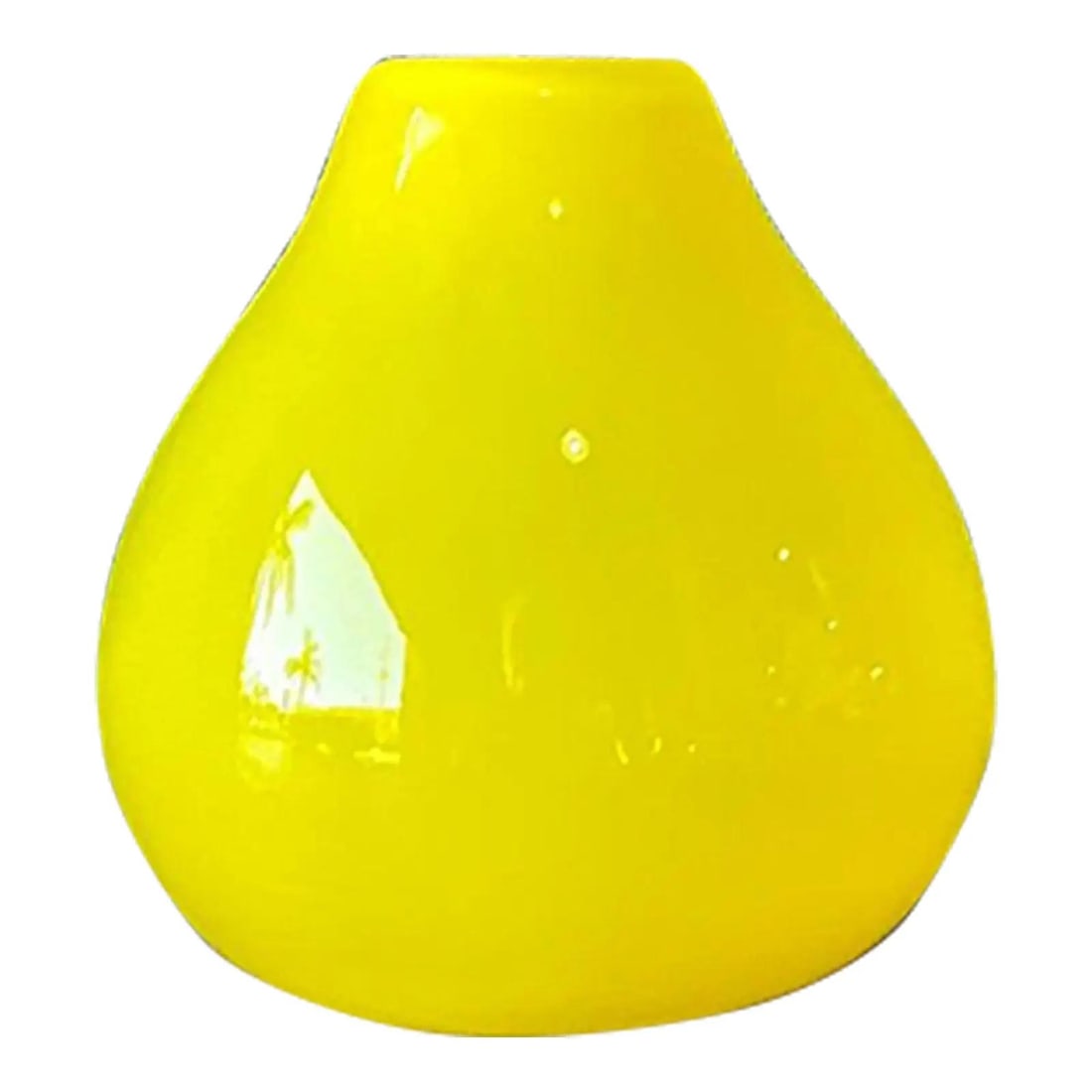 Mid-Century Style Yellow Cased Glass Vase After Murano: Mid-Century Style Yellow Cased Glass Vase After Murano This vibrant and collectible vintage vase captures the essence of Mid-Century Italian design with its playful yet sophisticated color palette. Ha