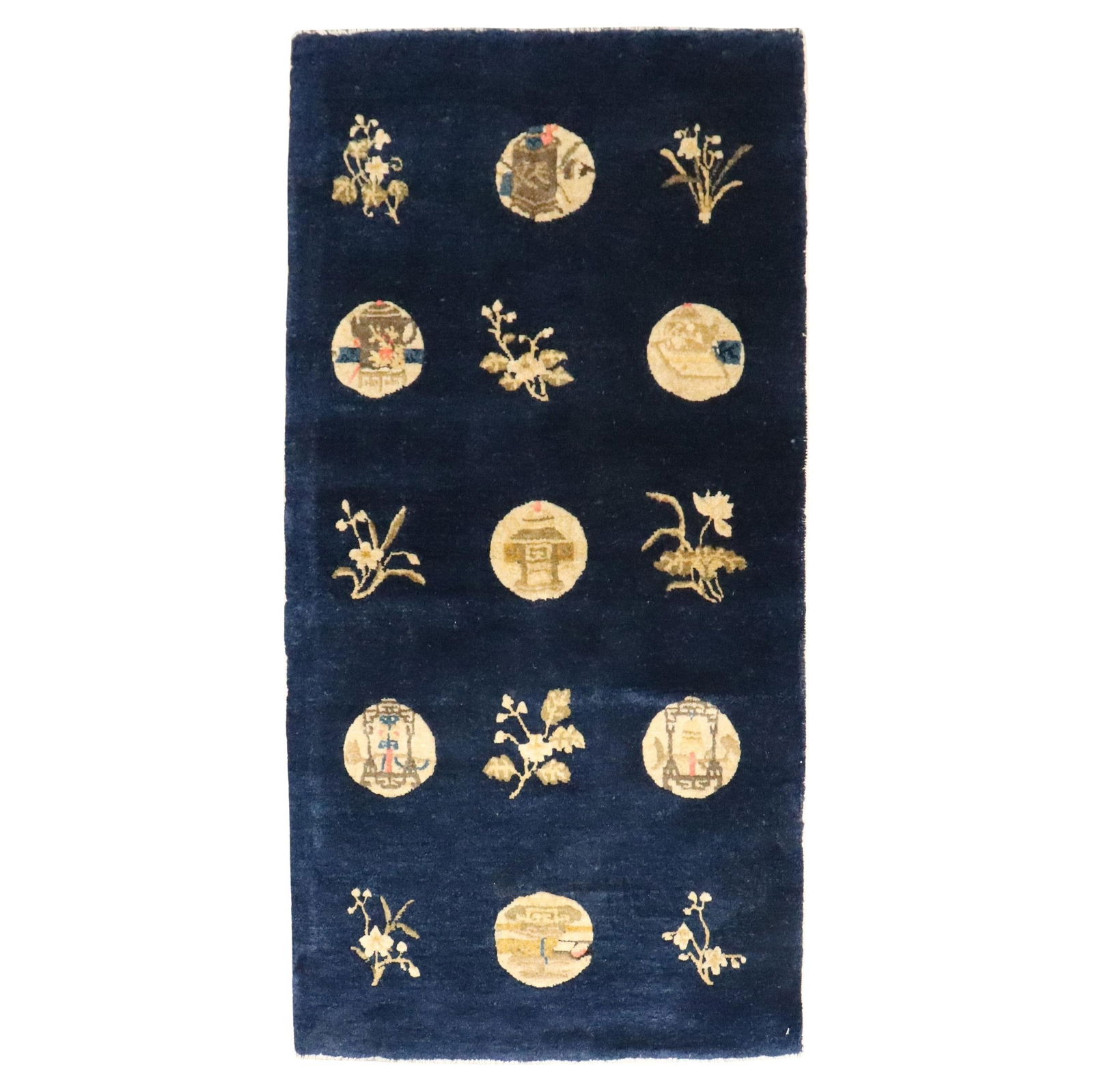 Zabihi Collection Early 20th Century Hand-Woven Peking Rug 27 x 49: Zabihi Collection Early 20th Century Hand-Woven Peking Rug 27 x 49 Discover this exquisite early 20th Century Chinese Peking scatter rug, beautifully hand-woven from high-quality wool. This folk art p