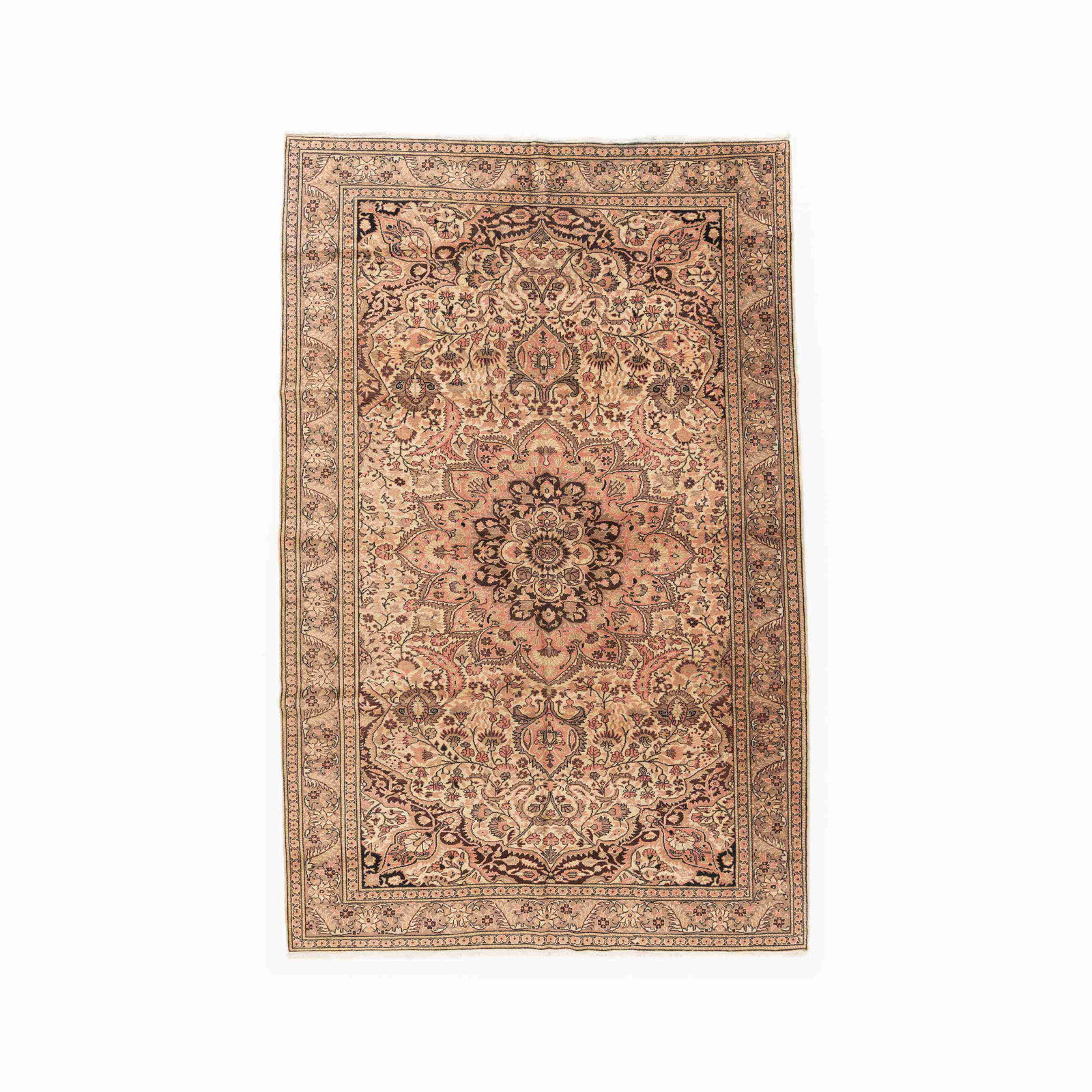 Authentic Handmade Kayseri Wool on Cotton Carpet 76 x 117.7 Inches: Authentic Handmade Kayseri Wool on Cotton Carpet 76 x 117.7 Inches Discover the elegance of this authentic handmade Kayseri carpet, expertly crafted with a luxurious wool on cotton blend. This stunnin