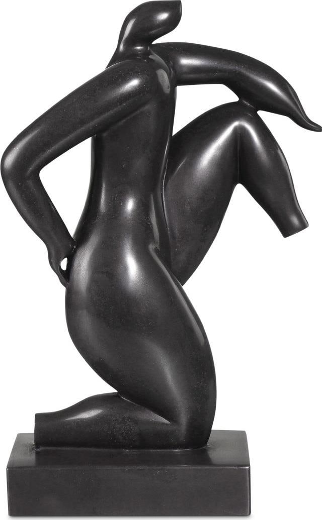 Currey Greek Runner Sculpture in Black Marble 14H 9W 5D: Currey Greek Runner Sculpture in Black Marble 14H 9W 5D This un-used Greek Runner sculpture is crafted from black marble, showcasing fine craftsmanship and classical design. Its elegant form makes it