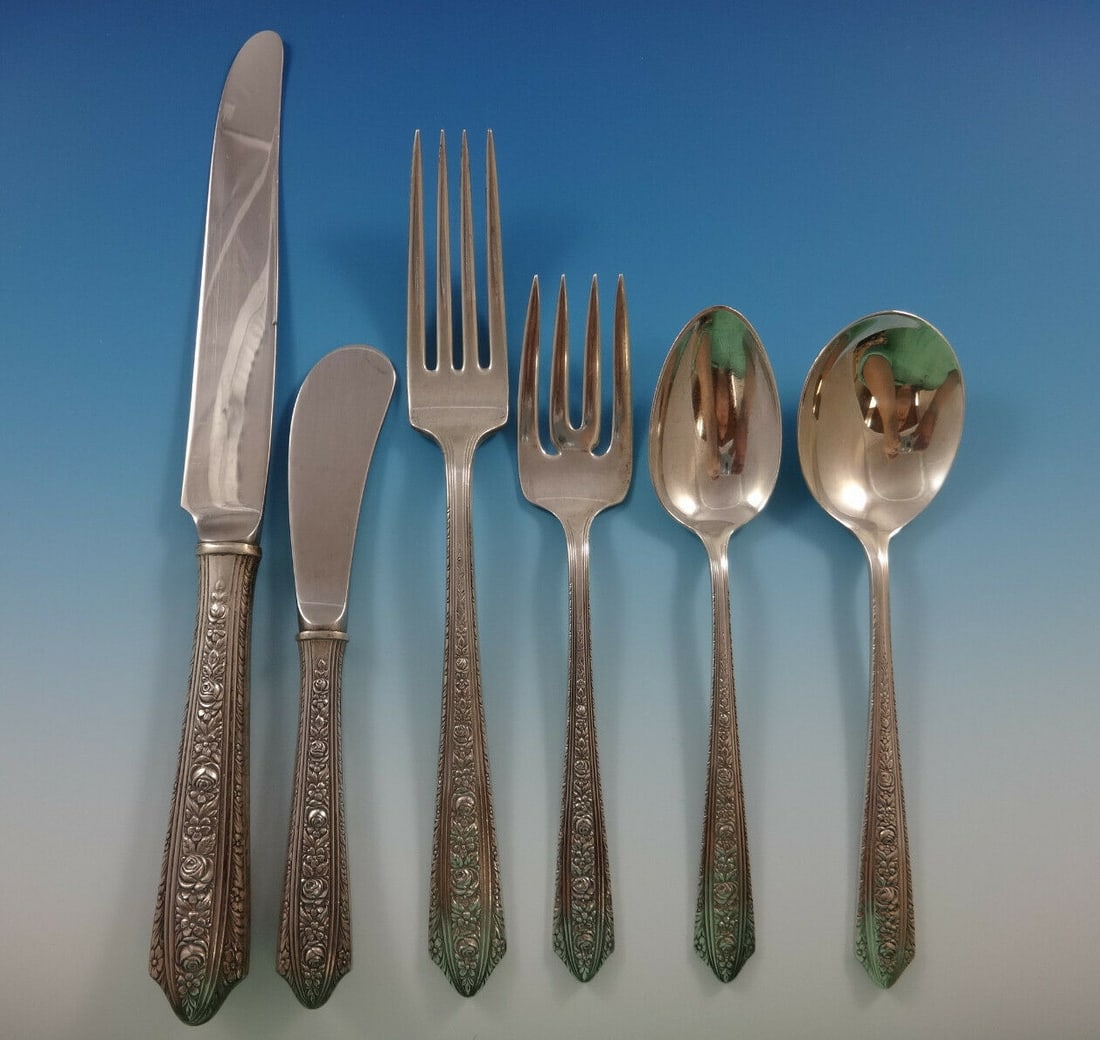 Wallace Normandie Sterling Silver Flatware Set for 12 - 75 Pieces: Wallace Normandie Sterling Silver Flatware Set for 12 - 75 Pieces Introducing the exquisite Normandie Sterling Silver Dinner Flatware Set by Wallace, designed to serve 12 guests with elegance and styl