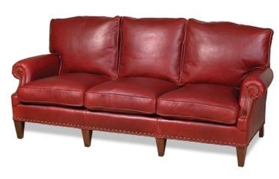 Hand-Crafted Brick Red Leather 3 Seat Sofa: Hand-Crafted Brick Red Leather 3 Seat Sofa Experience comfort and elegance with this Timeless Brick Red Leather 3 Seat Sofa. Hand-crafted in the USA, this sofa features a plush seat filled with fiber