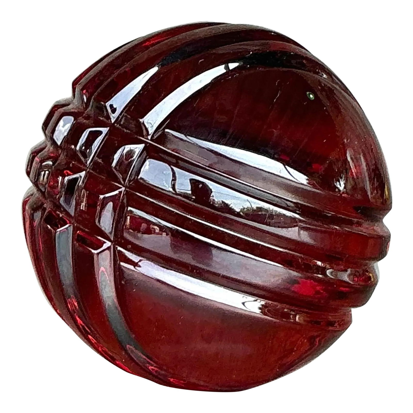 Vintage Regency Ruby Glass Sphere 3.75 Inch Decorative Accent: Vintage Regency Ruby Glass Sphere 3.75 Inch Decorative Accent Enhance your decor with the striking beauty of this Vintage Regency Solid Glass Sphere. Showcasing rich ruby tones and expertly cut with g