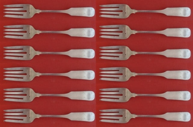 Gorham Old English Tipt Sterling Silver Salad Fork Set 12 Pieces: Gorham Old English Tipt Sterling Silver Salad Fork Set 12 Pieces Enhance your dining experience with this exquisite 12-piece set of Old English Tipt salad forks by Gorham. Crafted from high-quality st