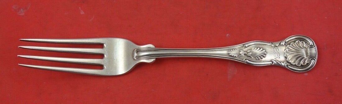 Bailey & Kitchen Kings Pattern Coin Silver Dinner Fork Monogrammed 7 3/4": Bailey & Kitchen Kings Pattern Coin Silver Dinner Fork Monogrammed 7 3/4" This exquisite dinner fork features the elegant Kings pattern by Bailey & Kitchen, crafted from high-quality Coin Silver. Meas