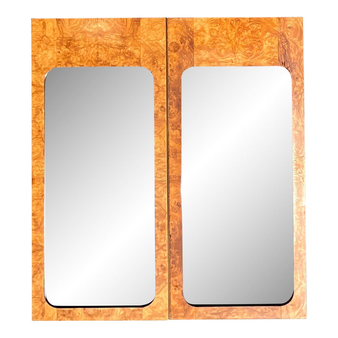 Vintage Boho Pair of Burl Wood Mirrors American Crafted (1 of 5)