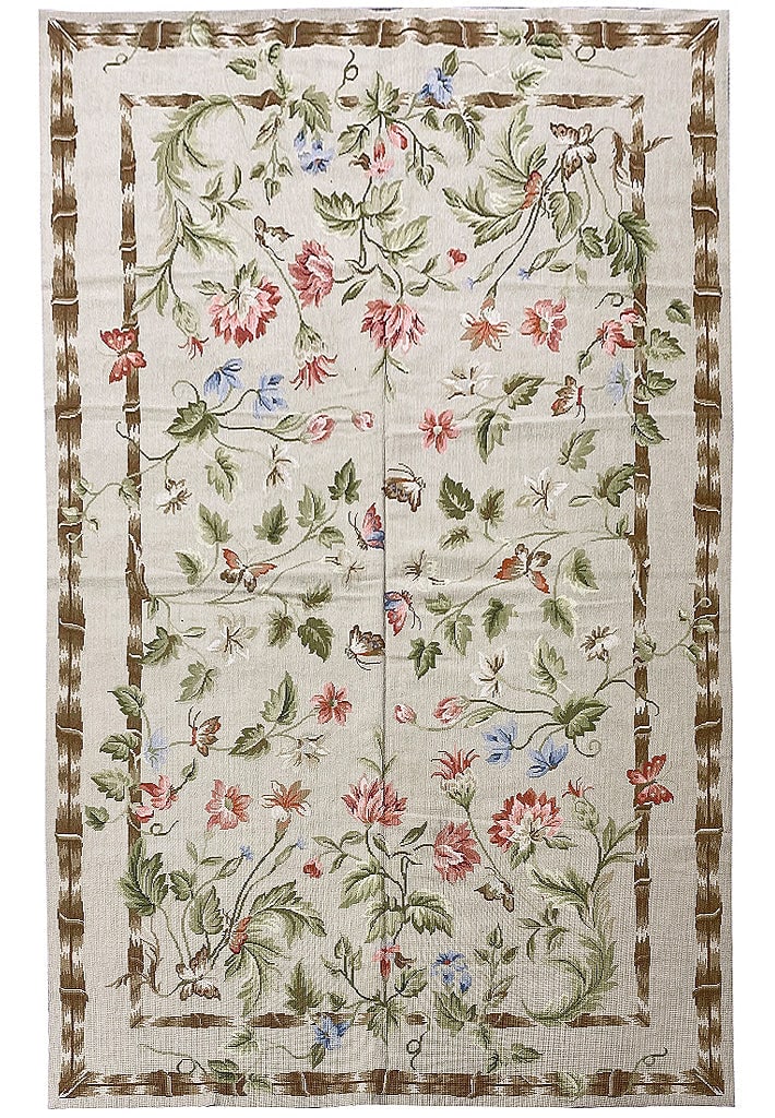 5 x 8 Transitional French Floral Needle Point Rug: 5 x 8 Transitional French Floral Needle Point Rug Free continental US Shipping Enhance your living space with this exquisite 5.0 x 8.0 needlepoint transitional French floral rug. Crafted with attentio
