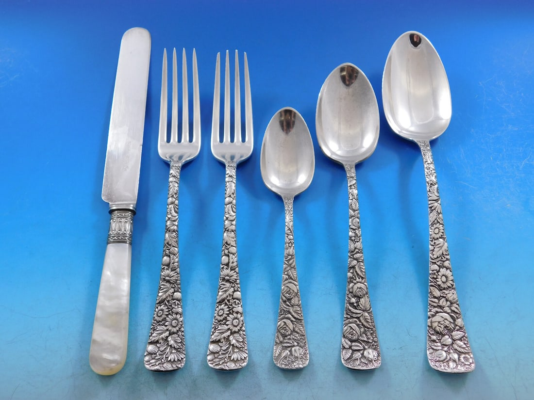Towle Arlington Sterling Silver Flatware Set 50 Pieces Multi-Motif with Bonus Storage Chest: Towle Arlington Sterling Silver Flatware Set 50 Pieces Multi-Motif with Bonus Storage Chest Discover the elegance of the Arlington pattern flatware set by Towle, crafted from sterling silver and datin