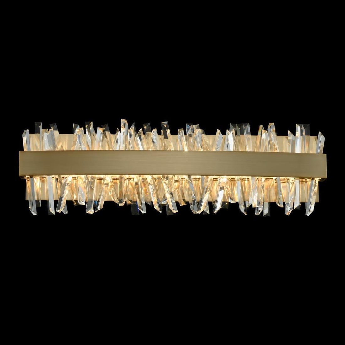 Kalco Glacier LED Bath Light 24-Inch Brushed Champagne Gold Crystal: Kalco Glacier LED Bath Light 24-Inch Brushed Champagne Gold Crystal Transform your living space with the Glacier LED Light, an exquisite lighting solution that combines contemporary style with eleganc