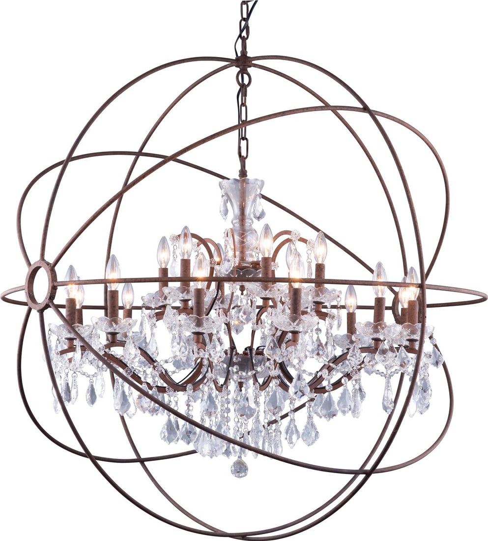 Elegant Lighting Rustic-Modern Geneva Crystal Chandelier 18 Bulbs UL Listed: Elegant Lighting Rustic-Modern Geneva Crystal Chandelier 18 Bulbs UL Listed Introducing the Rustic-Modern Geneva Crystal Chandelier, a stunning pendant lamp that combines antique charm with modern