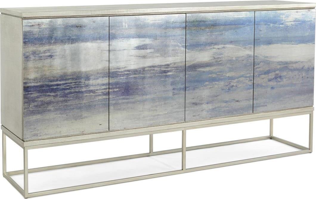 John-Richard Malvasia Four-Door Cabinet Blue Steel Finish: John-Richard Malvasia Four-Door Cabinet Blue Steel Finish Introducing the Elegant Contemporary Malvasia Four-Door Cabinet, a stunning addition to your home decor. This exquisite cabinet features a str