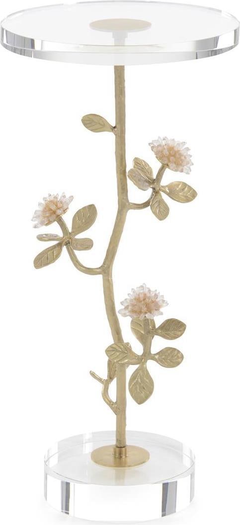 John-Richard Hollywood Regency Quartz Martini Table Brass Finish: John-Richard Hollywood Regency Quartz Martini Table Brass Finish Introducing an Elegant Martini Table featuring exquisite Quartz Blooms, designed in a classic Hollywood Regency style. This new item sh